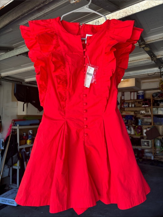 Anthropologie Pants - Anthropologie Bright Red Ruffle-Detail Romper